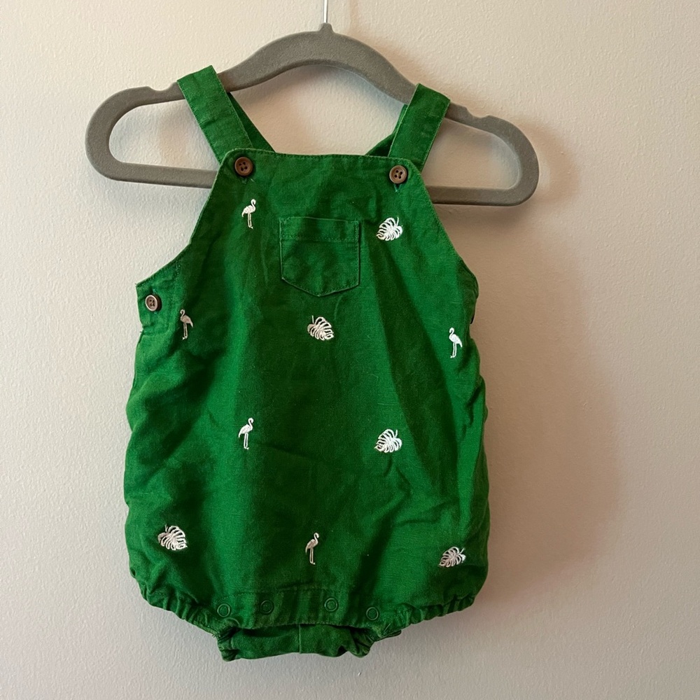 Janie and Jack Green Jumpsuit with Embroidered Details